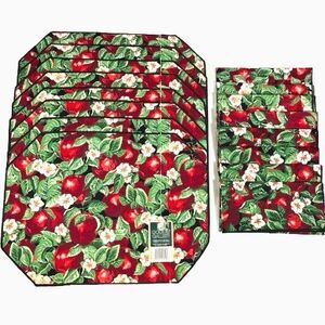 New Gourmet Gallery Apple Valley Set of 8 Fabric Cloth Napkins & Placemats